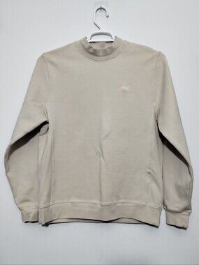 Kith Mens S Crystal Wash Interlock Vintage Crewneck Ivory Script Logo Chest